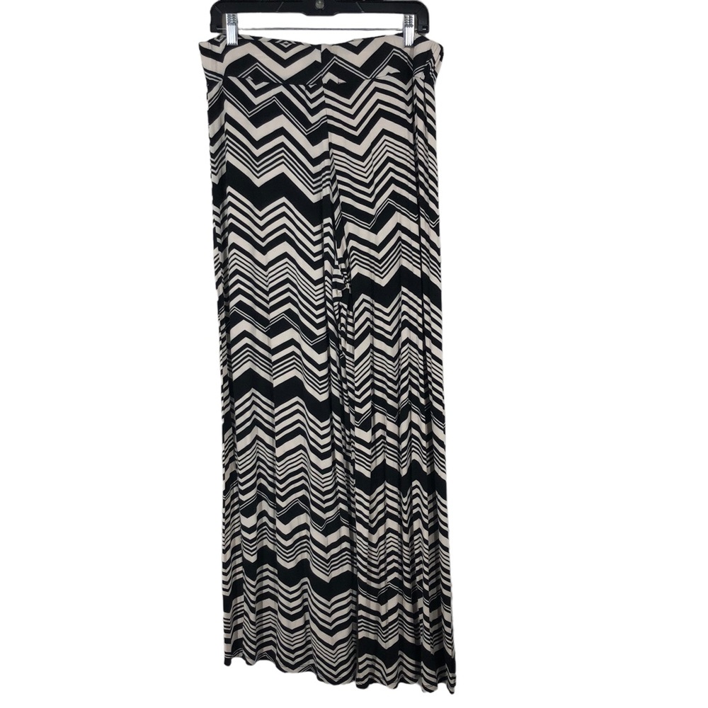French Laundry Wide Leg Chevron Print Pants; SZ XL Tall Spandex Elastic Waist